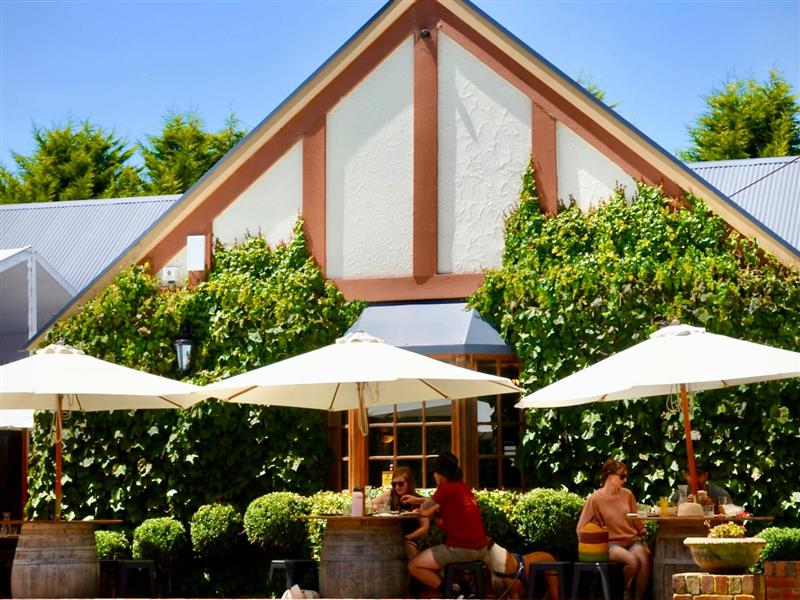 Daylesford Cider Cellar door  taken from the garden on a sunny day.