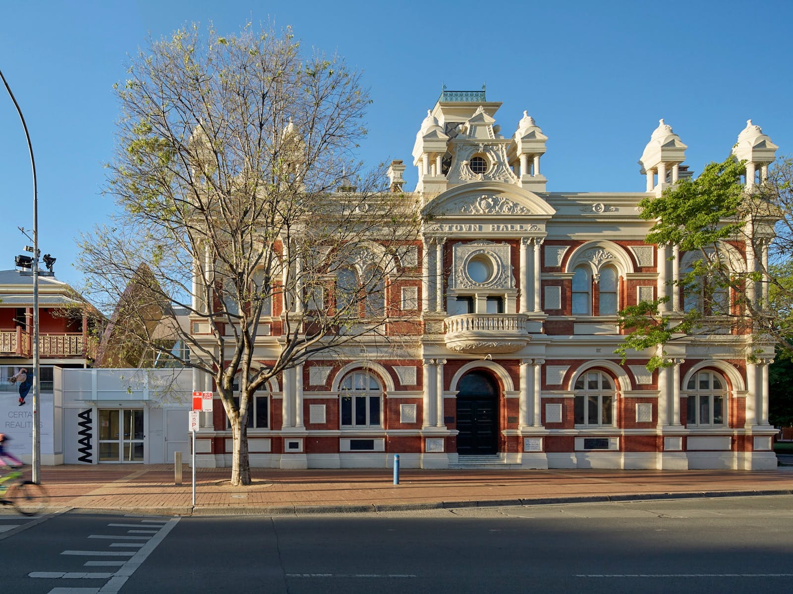 Historic facade of the Albury Town Hall on dean street