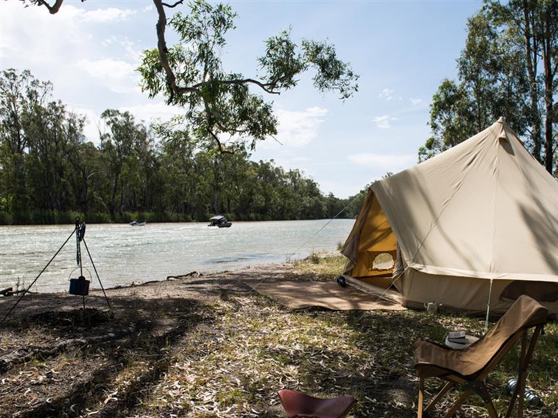Camping at Barmah National Park, The Murray, Victoria, Australia