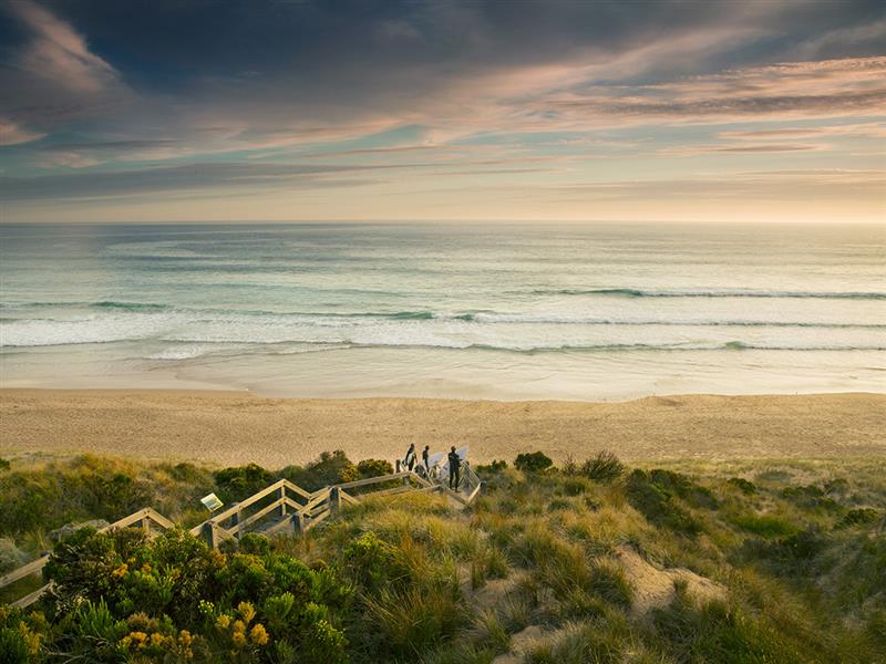 Surfers at Forest Caves Beach, Phillip Island, Victoria, Australia